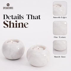 Marble Tealight Candle Holder 3.5 Inch White Gifts, Stone Holders 3.5 inches