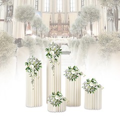 Cardboard Flowers Stand 110lbs-Load Cylinder Flower Stand 5pcs for Wedding/Party