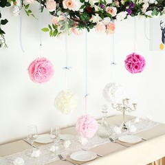 2 BLUSH 7″ Silk Roses Flowers Kissing Balls Wedding Events Centerpieces