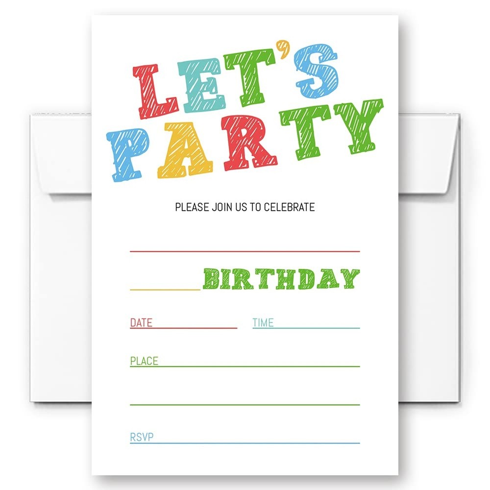 Simple Colorful Birthday Invitations, Birthday Invitations for Boys Teens Kid…