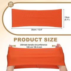 50 Pcs Spandex Chair Sashes Bows with Slider Buckle, Orange Red