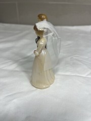 Vintage Wedding Cake Topper Lt Brown Haired Couple White Corsage Red Flowers