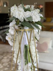45” Long Wedding Bouquet Large Cascade Real Feel Artificial Flower Orchids Roses
