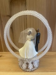 Vintage Wilton Bride And Groom Wedding Cake Topper Hand Beaded 7”