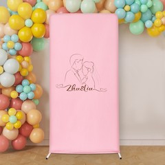 1*2m Wedding Backdrop Stand, Backdrop Frame, Backdrop Stand W/ Pink Cloth Cover