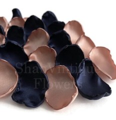 Navy Blue and Rose Gold mix of 100 Flower Petals, Wedding Table Decor