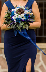 Bride, Maid of Honor Bridesmaid Bouquet Mix dried Eucalyptus wood & Silk flowers
