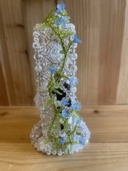 Vintage Wilton Bride And Groom Blue Flowers Arch Wedding Cake Topper Handmade