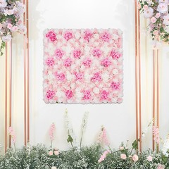 PINK 1*1m Artificial Flower Wall Panel Rose Dahlia Hydrangea Wedding Party Decor