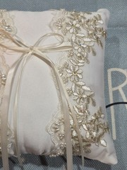 Wedding His/Her Ring Pillow Beaded & Embroidered Beautiful