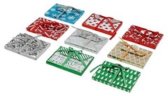Christmas Holiday Foil Embossed Gift Card Holder Boxes with Ribbon, Set Multi
