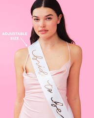 Bridal Shower Sash, Rose Gold White, Wedding Party Decor, White