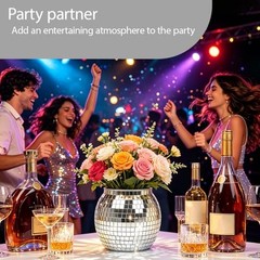 Pcs Disco Ball Vases,» X.7″ Disco Ball Centerpieces Decor,Silver Mirror 6