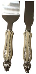 Welforth Bejeweled Wedding White Cake Server Set, 2 pcs