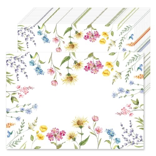 50 Pcs Spring Wildflower Paper Placemats, 11×16 Inch Summer Floral Disposable