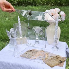Clear Acrylic Wedding Card Box Slot Lock Large Gift Reception Anniversary