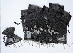 Jewelry Bags Organza Bags BLACK Gift Pouch Candy Wedding Favor Mix 5×7 3×4 48pcs