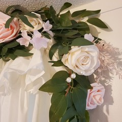 Lings Moment 9FT Flower Garland French Pink Rose Eucalyptus Wedding Arch Decor