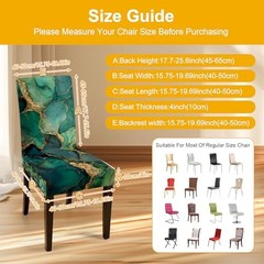 Marble Chair Covers Set of – Green Gold Abstract Pattern Stretch Dining 4 25