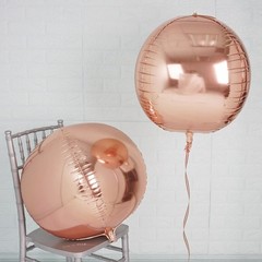 2 ROSE GOLD 18″ wide 4D Round Orbs Balls Mylar Foil Balloons Wedding Decorations