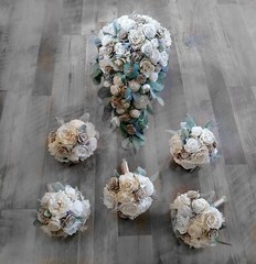 Natural Cream Bridal Bouquet Bark Skin Sola Wood Bridesmaid Wedding Flowers