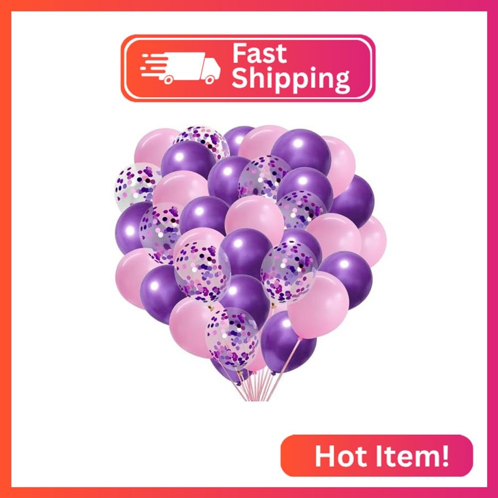 Pink and Purple Balloons with Purple and Pink Confetti Balloons for Graduation B