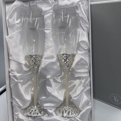 NEW Things Remembered Set Of Champagne Toast Flutes Rhinestones Silver Classic