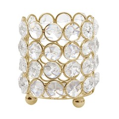 4″ wide Gold Votive Tealight Crystal Beaded CANDLE HOLDERS Wedding Party Home