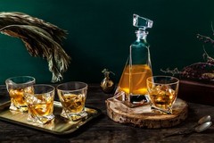 Joyjolt Atlas 5-Piece Luxury Crystal Whiskey Set 22 Oz 4 X 10.8 Oz Old