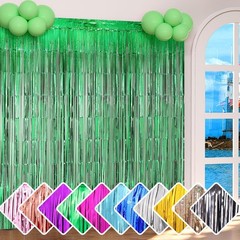 3 Pack Green Foil Fringe Backdrop Curtain 3.3ft*6.6ft Streamers Curtain for P…