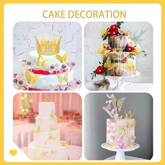 Flower Bouquet Accessories Including 4Pcs Crown Cake Topper Mini Tiara,12 Butter