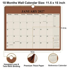 Calendar 2026-2027 – 18 Months Wall Calendar from July 2026 to December 2027,…