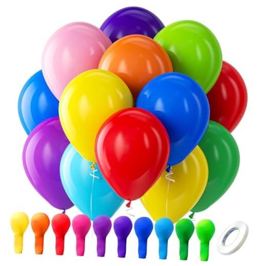 Assorted Rainbow Latex Balloons, 100 Pack 12 12inch (Normal) 01-assorted-g01