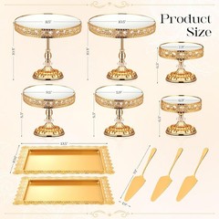 12-Piece Gold Cake Stand Set Vintage Cake Stand W/ Crystal Edge & Cupcake