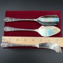 Goodinger Silver Art Floral Cake Pie Server Set 3pc Velvet Box