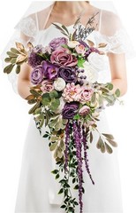 Lisuun Wedding Bouquets for Bride, 16 Inches Wedding Flower Bouquet, Silk Round