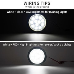 2 Pack 4 Inch Round LED Trailer Reverse Lights, 12 LEDs with Clear Lens, White