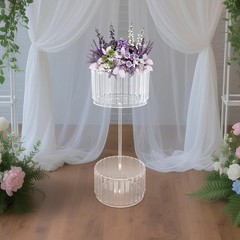 30*75cm Acrylic Flower Rack,2-tier Flower Stand With Hanging Pendants Forwedding