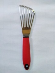 Short Narrow Slotted Spatula Cake Server Wedding Stainless Steel Red Handle New
