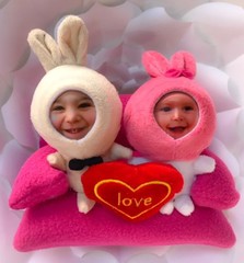 Personalized 3D Faces Stuffed Toys – Love Rabbit Couple on Sofa
