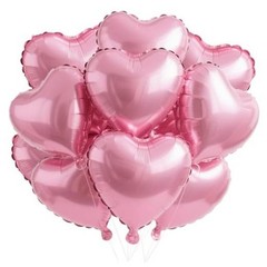18 Inch Heart Balloons, 12 Pcs Heart Foil Mylar Balloons Birthday Pink