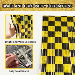 Graduation Foil Fringe Curtain Party Decoration, 2 Pack 3.3×6.6 Ft Black and …
