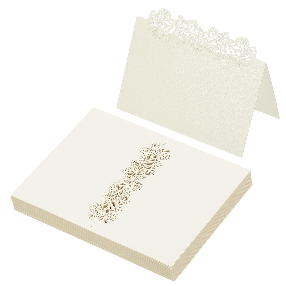 PATIKIL 50Pcs Wedding Place Cards, Laser 12 x 9cm / 4.72 x 3.54inch, Beige