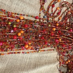 Bohemian Hippy Beaded Curtain Doorways,glass Beads Red 35”wide