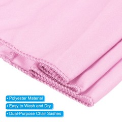 10Pcs 14″x5″ Stretch Chair Sashes Bows Chair Bands Sash with Buckle Pink