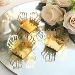 Gold 50 Metallic 4″ Crown Mini Square Paper Cupcake Dessert Liners Party Events