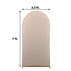 7 ft NUDE Matte Fitted Spandex Round Top Arch Backdrop STAND COVER Party