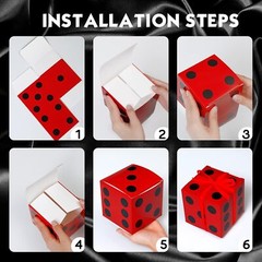 50 Pcs Dice Favor Boxes 4 x 4 x 4 1 Count (Pack of 50), Black, White, Red