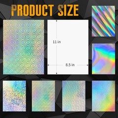 24 Sheets Holographic Cardstock 8.5 x 11in, x 11 inches, Laser Color