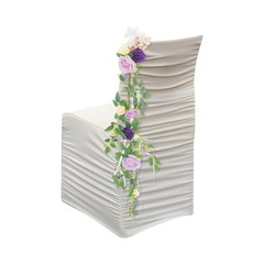 10Pcs DIY Wedding Chair Flowers Purple Green Faux Floral Decor for Ceremony